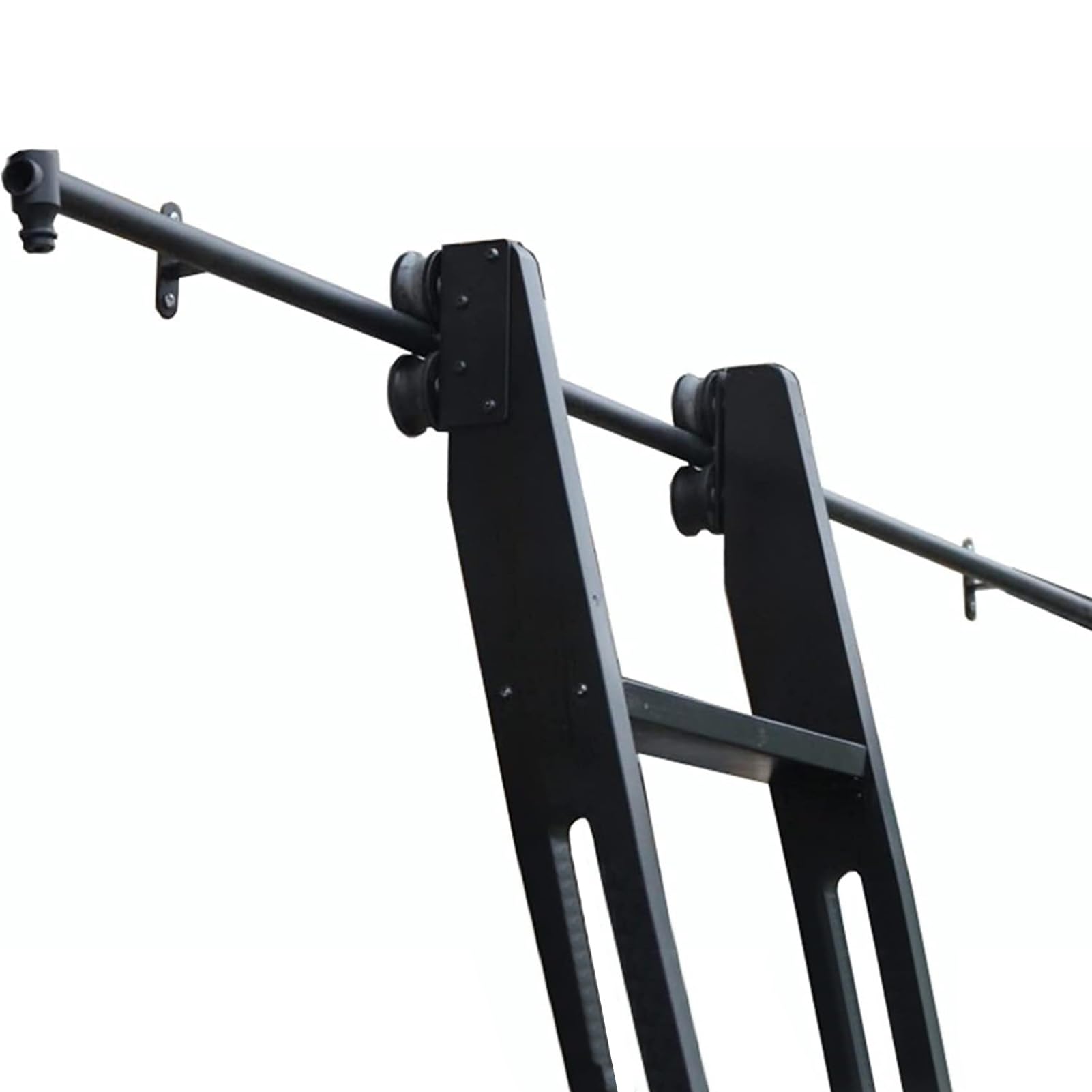 LWJSOCP Rolling Library Sliding Ladder Hardware Kit (No Ladder)，3.3-24FT Round Tube Sliding Library Hardware Kit，Floor Roller with Brake，mobile Ladder Track Rail for Loft Closet(16ft/488cm Track kit