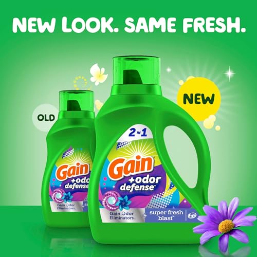 Gain Odor Defense Liquid Laundry Detergent, Super Fresh Blast Scent, 194 fl oz, 134 loads, 2 in 1, Laundry Detergent Liquid Soap, HE compatible - Image 3