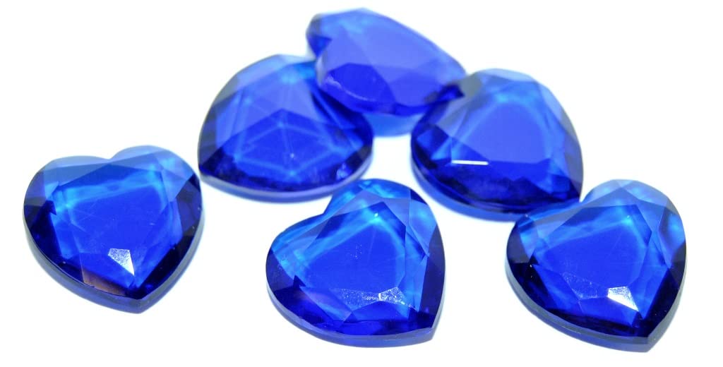20 pcs Cabochons Heart Faceted Flat Back Glass Crystal Stone, (1818 Saphire), Glass, Czech Republic, Size 18 x 18 mm (0.71 x 0.71 in)