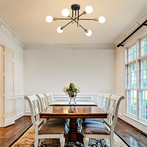 Image of Modern Chandelier Ceiling Light Fixture, 6-Light Sputnik Dining Chandeliers