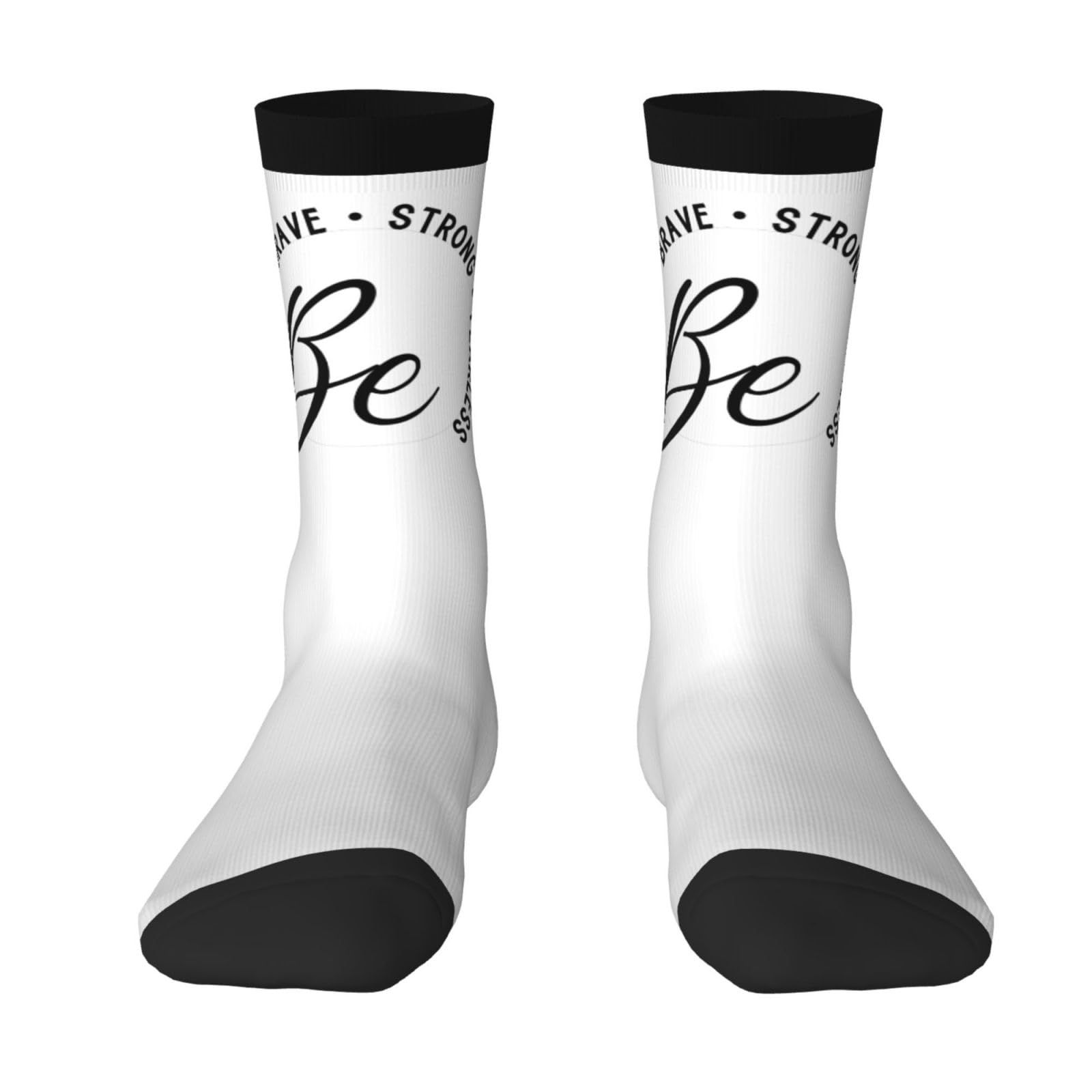 Haebfsl Be Strong Be Brave Be Fearless Women'S Cushion Crew Sock Soft Casual Mid-Calf Socks