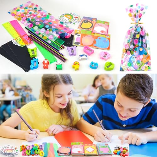 Mepmela WJ-20 Stationery Party Favors For Kids, 24 Pack Stationery Party Supplies With Pencils Rulers Erasers Sticky Notes For Birthday Goodie Bags School Classroom Rewards thumb #4