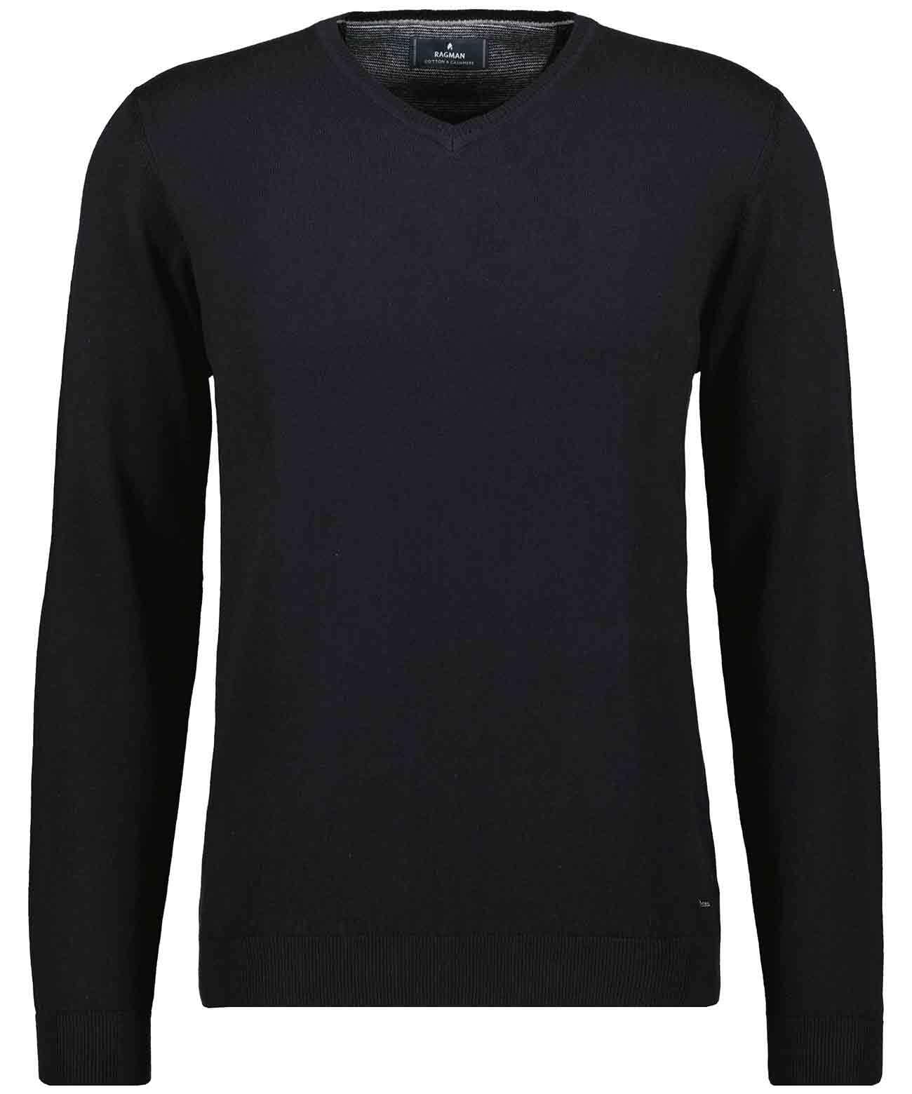 RAGMAN Herren Strickpullover mit V-Ausschnitt, Baumwolle/Kaschmir