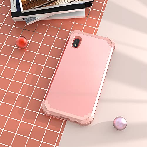 IDweel Galaxy A10E Case with Tempered Glass Screen Protector, Galaxy A10E, Hybrid 3 in 1 Shockproof Slim Heavy Duty Protection Hard PC Cover Soft Silicone Rugged Bumper Full Body Cover, Rose Gold