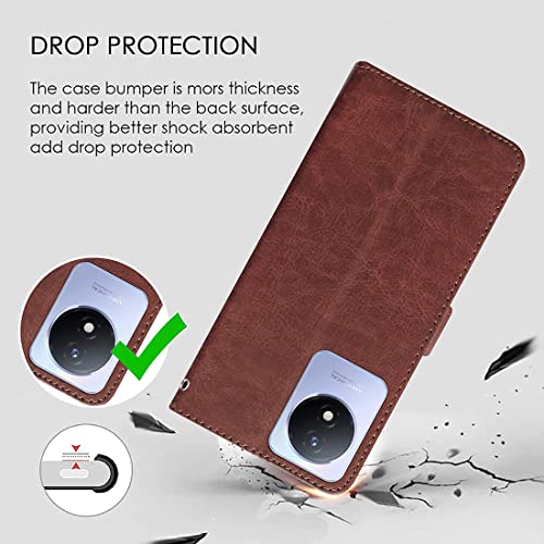 Image of Flip Cover Back Case for Lava Blaze 5G | Premium Leather Finish | Inbuilt Pockets & Stand | Flip Cover Back Case for Lava Blaze 5G (Brown)
