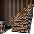 Art3d 6-Pack Acoustic Wood Slat Wall Panels for Interior Decor, 3D Fluted Sound Absorbing Wood Paneling for Accent Wall Ceiling Kitchen Living Room Bedroom Office, 94.5 x 7.9 inch Deep Walnut