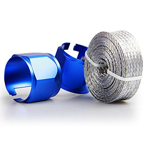 Bang4buck High Performance Blue Flex Braided Hose Clamp Sleeve Kit Stainless Steel Fuel Lines