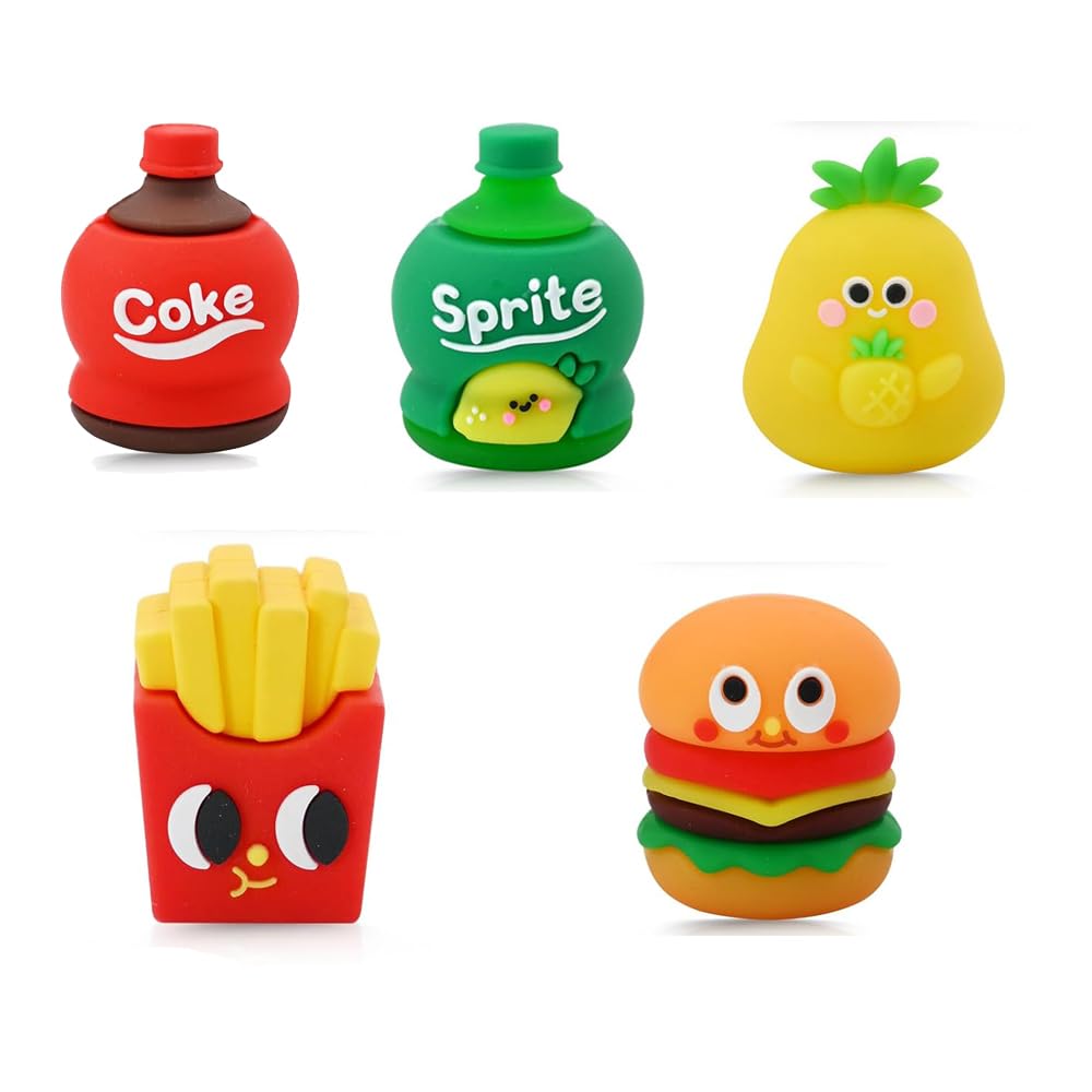 LUYAO 5 PCS Cute Manual Pencil Sharpeners for Kids, Burger Fries Coke Sprite Pencil Sharpener Funny Sharpener Cartoon Creative Kawaii Stationary Gifts for School Office