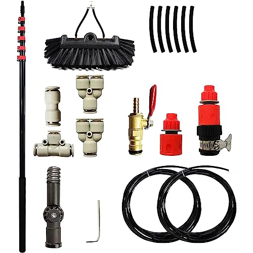 Kit telescópico de limpieza de ventanas de 26 pies y cepillo de agua para vidrios y placas 7