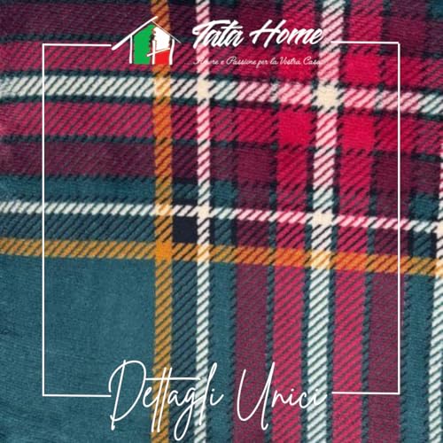 Tata Home Coperta Pile Matrimoniale Plaid Divano E Letto Pesante E Caldo Peluche Con Retro Sherpa Fantasia Scozzese Misura 200X230 Cm Mod. Tartan Colore Verde - 4