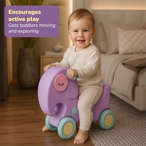 Image of Lifelong Elephant Ride On Toy for Toddlers, Push Ride for Kids 1-4 Years, Glide-Ease Wheels, Easy-Grip Handles, Cute Design, Indoor Outdoor Use, No Assembly Required, Baby Riding Toy(LLCJRO01)