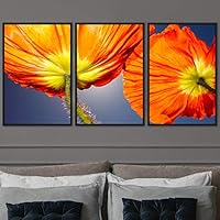 3 Piece Framed Canvas Wall Art Orange Blossom Canvas Prints Home Artwork Decoration for Living Room,Bedroom - 16
