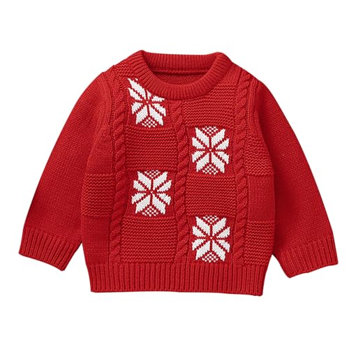 Kids Boy Girl Christmas Knit Sweater Toddler Long Sleeve Crewneck Snow Print Knitted Pullover Knitwear
