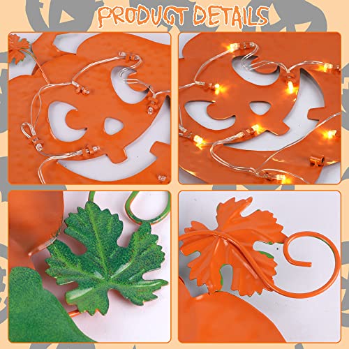 Juegoal 3 Pack Halloween Lighted Pumpkin Garden Stakes, Metal Jack-o-Lantern Light Up Outdoor Decor, Halloween Yard Signs with Battery Powered & Timer, Decorative Pumpkins Figurine for Lawn Pathway2
