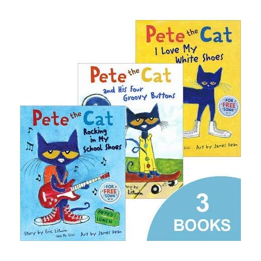 Pete the Cat Set (Pete the Cat I Love My White Shoes, Pete the Cat Rocking in My School Shoes, and Pete the Cat and His Four Groovy Buttons) by Eric Litwin (2013) Paperback