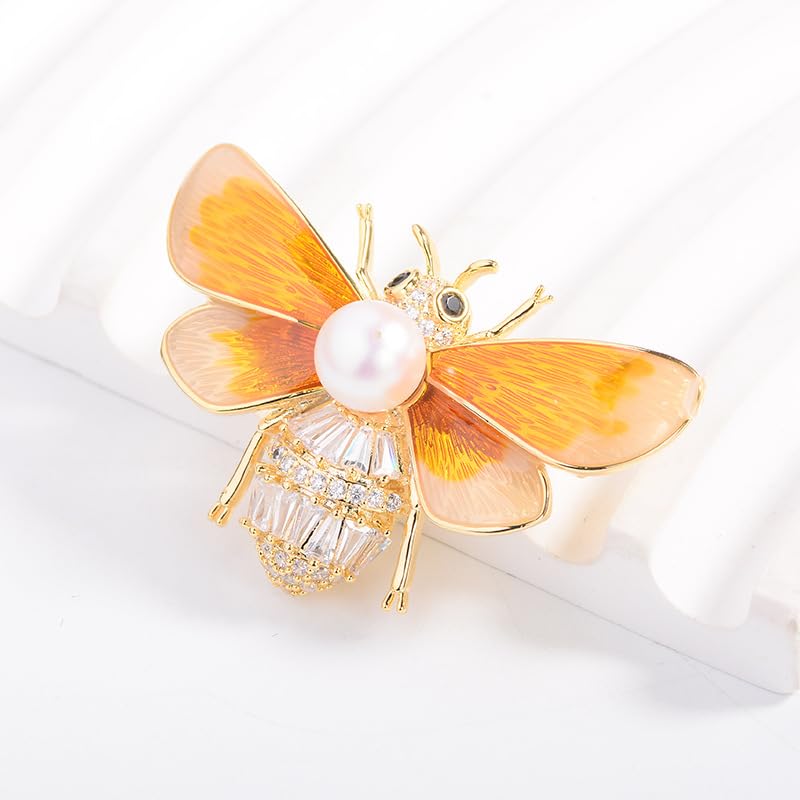 Image of Little Bumble Bee Brooch Pins for Women Rhinestone Yellow Insect Lapel Pin Denim Jacket Suits Accessories Jewelry Gifts
