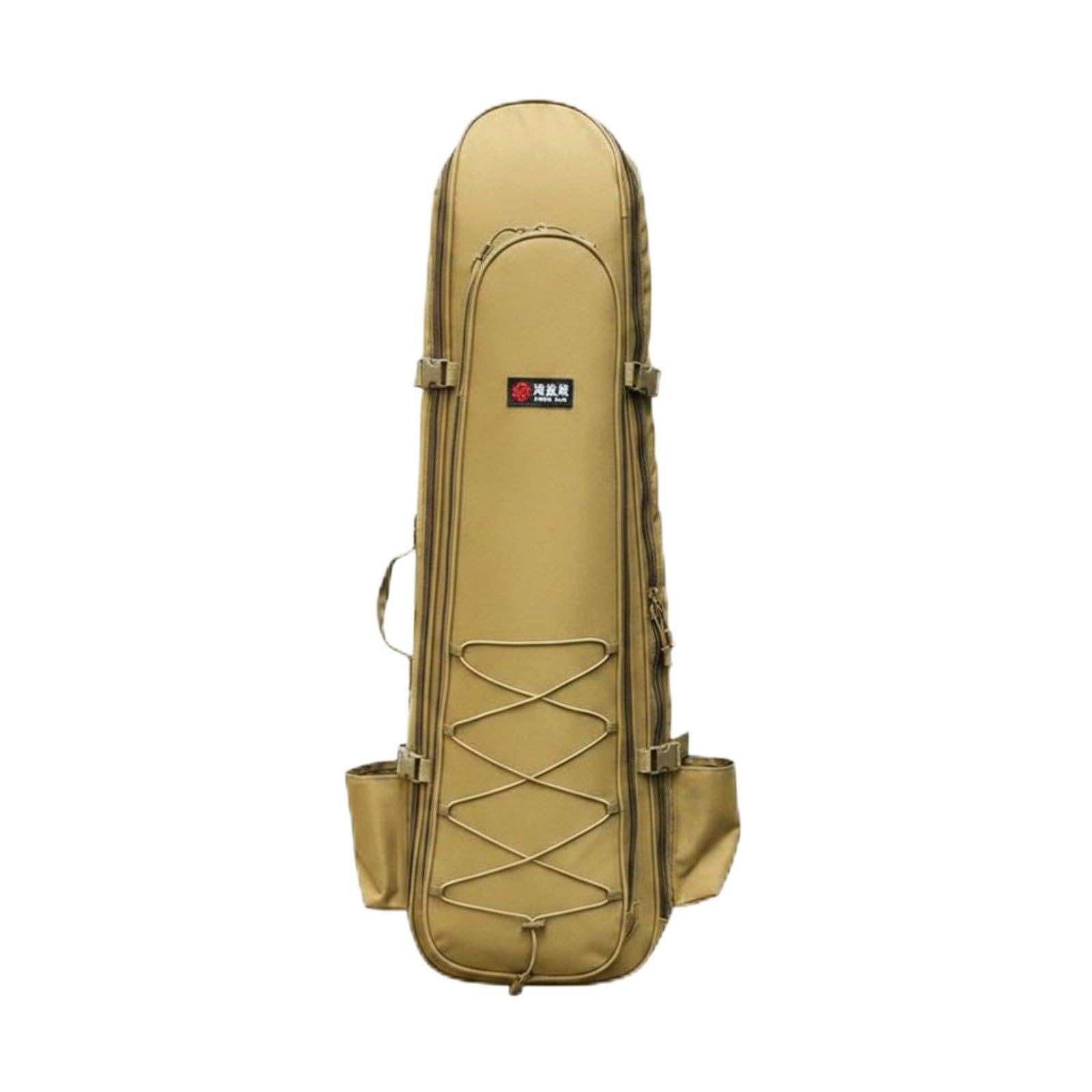 Zaino da Pesca Borsa Porta Canna Attrezzatura Esche Scatole Filo PVC E Oxford Custodia Ordinata Struttura Stabile Adatto per Uscite in Riva Viaggi Campeggio Escursioni Regali, Khaki, 1-3m
