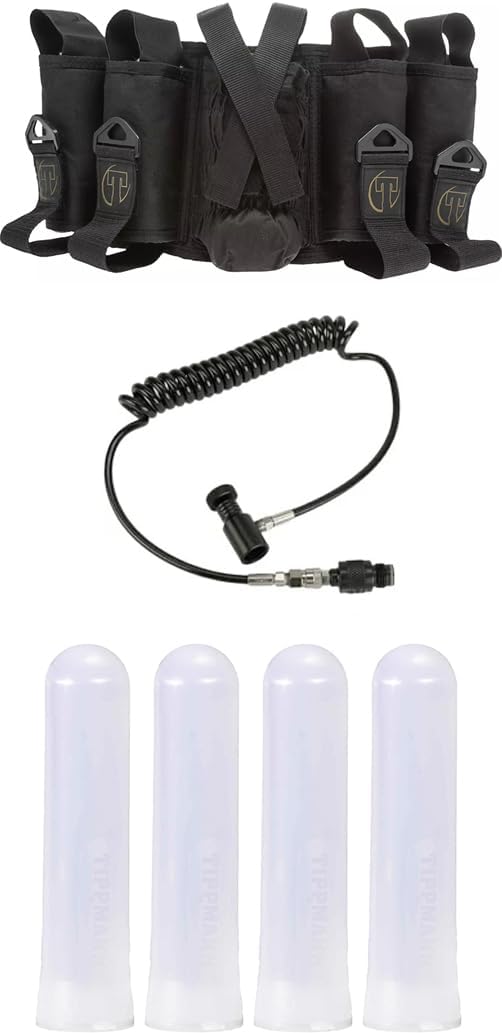 Tippmann Paintball Quick Disconnect Remote, 4+1 Sport Series Harness with 6x140 Round Pods Package