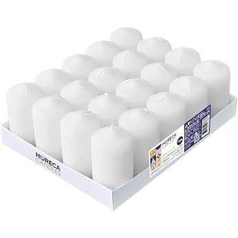 Horeca Candles - Stumpenkerzen - Wei&szlig; - &Oslash; 4 x 7 cm - 20er Set Blockkerzen - Lange Brenndauer 12 Stunden - Ohne Duft - Kerzen 