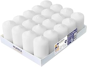 Horeca Candles - Stumpenkerzen - Weiß - Ø 4 x 7 cm - 20er Set Blockkerzen - Lange Brenndauer 12 Stunden - Ohne Duft - Kerzen für Haushalt, Feiern und Gastronomie