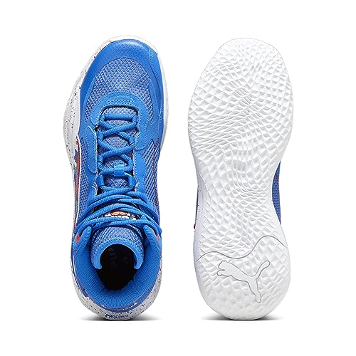 PUMA Mens Playmaker Pro Mid Basketball, Bluemazing-for All Time Red, 74