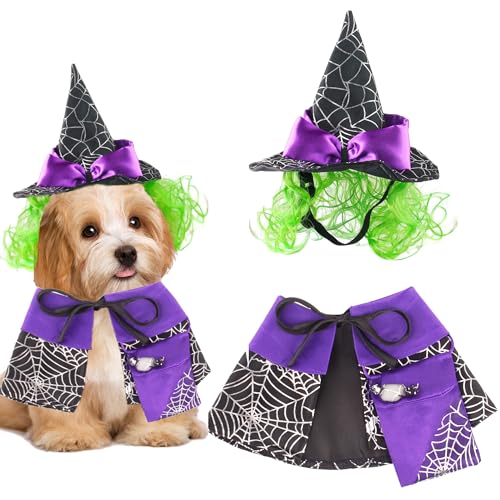 ADOGGYGO Dog Halloween Costume Purple Witch Pet Costume Halloween...