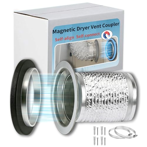 JPFLAEYX Magnetic Dryer Vent Coupler Self-connect Self-align Dry Vent Connector 4inch, Air Tight...