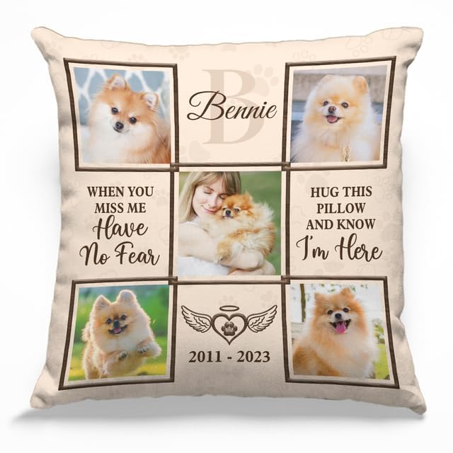 Glad Gua Personalized Pillows (Insert Included) - Hug The Pillow and Know I'm Here, Dog Memorial Pillow, Christmas Sympathy Gift, Pet Loss Gift