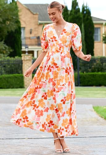 Image of Maxigerui Women's Summer Floral Maxi Dress Spring Wedding Guest Dress 2026 Fun Floral L