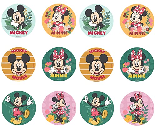 Dekora - Disco decoração de bolos de aniversário infantis Mickey e Minnie Mouse - 8 cm