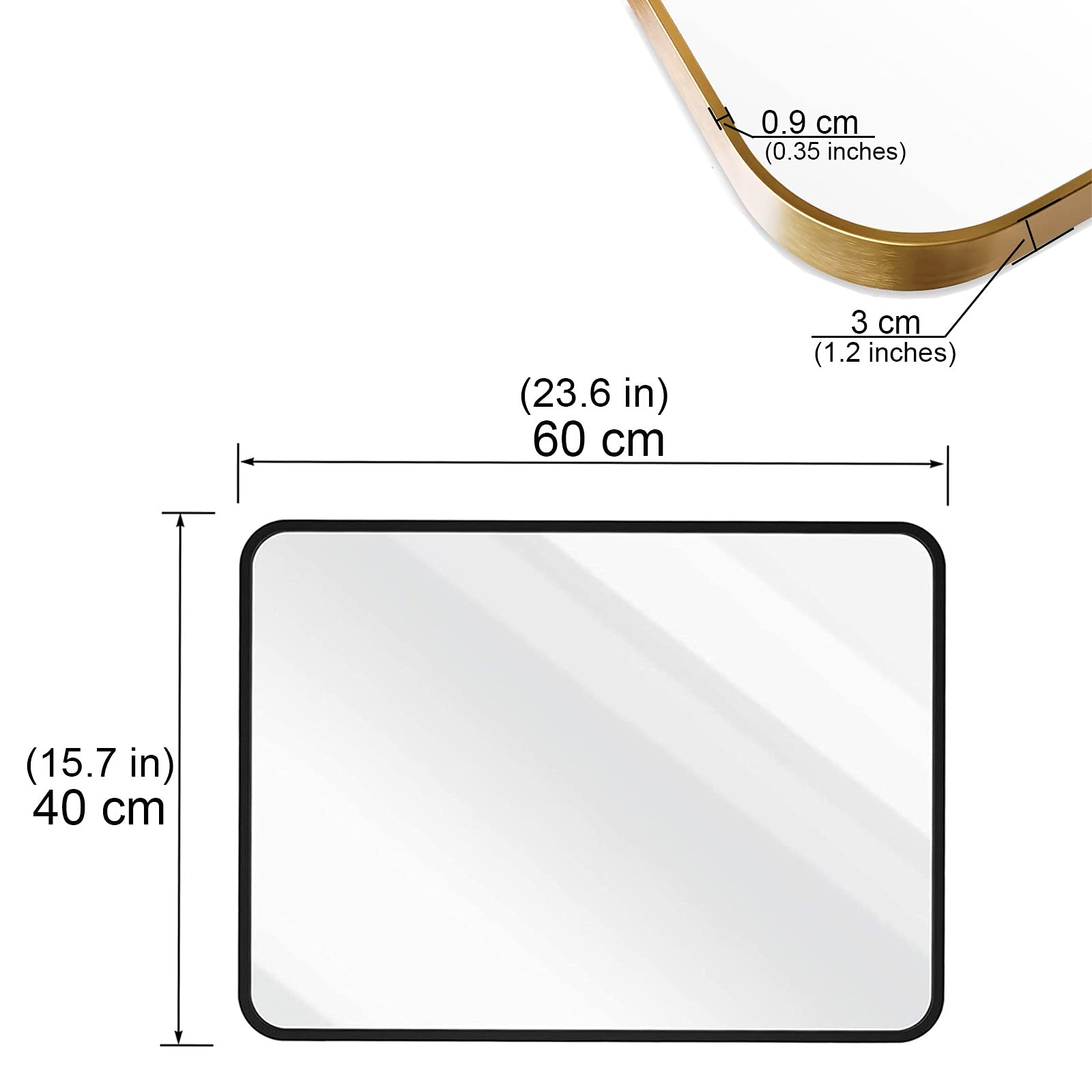 Specchio da Parete Rettangolare, Specchio da Bagno con Cornice in Metallo Nero 20"x 28", L'Arte della trafilatura Moderna, specchi da Parete Decorativi sospesi Verticali