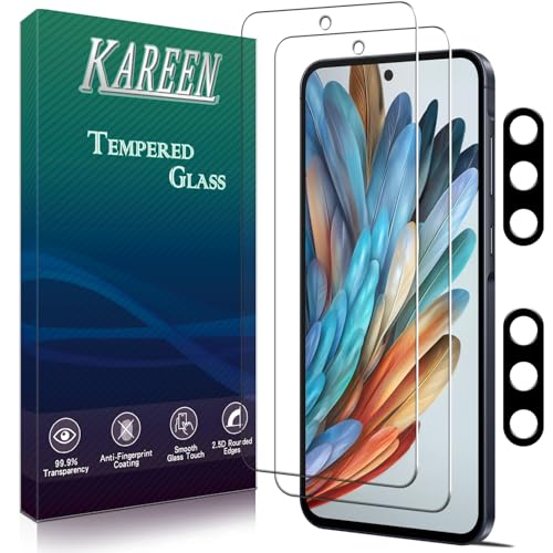 Image of KAREEN 2+2 Pack Screen Protector for Samsung Galaxy A36 5G Tempered Glass Film with Camera Lens Protector, 9H Hardness, Anti Scratch, Bubble Free, Case Friendly
