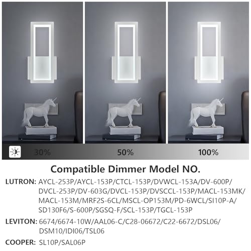 Image of Modern White Wall Sconce Set of Two 18W Indoor LED Simple Wall Fixture 6000K Rectangle Vanity Wall Lights for Living Room Bed0room Hallway Stairs, 513-White-2Pack