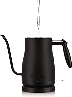 Vista 2 de Bodum 34oz Bistro Gooseneck Electric Water Kettle, Pour Over Coffee & Tea, Stainless Steel, Matte Black