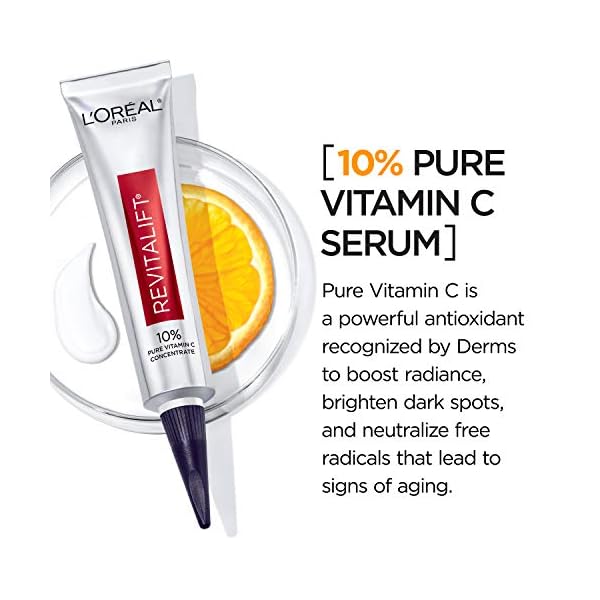 L'Oreal Paris Revitalift 10% Pure Vitamin C Face Serum, Brighter Skin, Reduced Wrinkles, Fragrance Free 1 0z.