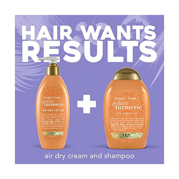 OGX-Strength-Length-Golden-Turmeric-Anti-Frizz-Air-Dry-Hair-Cream-with-Coconut-Milk-to-Nourish-Hair-Leave-In-Moisturizing-Hair-Treatment-to-Smooth-Frizzy-Hair-6-oz OGX Strength & Length + Golden Turmeric Anti-Frizz Air Dry Hair Cream with Coconut Milk to Nourish Hair, Leave-In Moisturizing Hair Treatment to Smooth Frizzy Hair, 6 oz