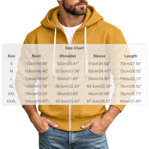 Mens Full Zip Hoodies Fashion Fleece Drawstring Hooded Sweatshirts Jackets - image 5