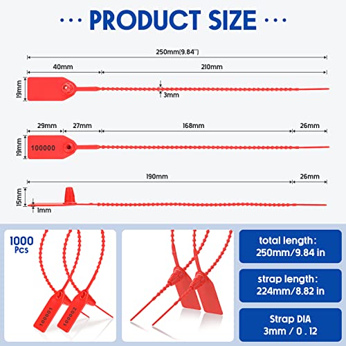 Roowest ROOWEST-PLASTIC TAMPER-04 1000 Pcs Plastic Tamper Seals Fire Extinguisher Tags Security Tags Seals Safety Numbered Zip Ties Labels Safety Disposable Self Locking Signage 250 Mm Length thumb #1
