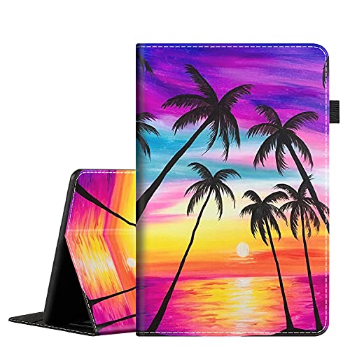 Case for All-New Amazon Fire HD 10 and Fire HD 10 Plus Tablet (Compatible with 11th Generation 2021 Release)-Multi-Angle View Adjustable Stand Auto Wake/Slee, Coconut Trees in The Sunset