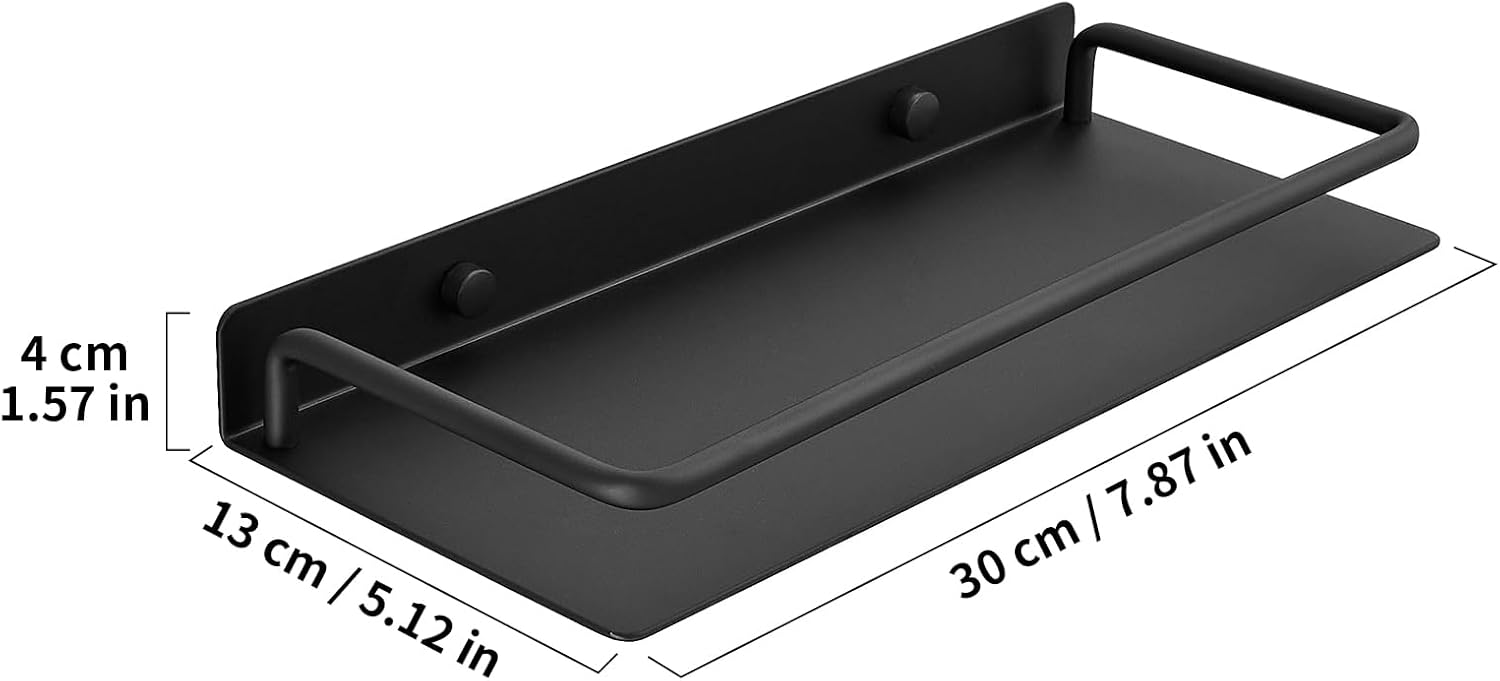 Floating Shelves for Wall with Guardrail, Metal Wall Mounted Storage Shelves, Modern Space-Saving Bathroom Over Toilet Shelves Decor for Living Room, Bedroom, Kitchen & Office