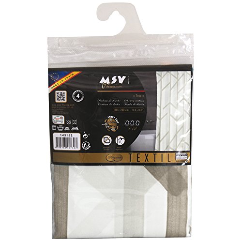 MSV "Premium Tree Polyester Shower Curtain, Grey, 180 x 200 cm, W 7.9" x L 11.8" (1 Panels) - Image 3