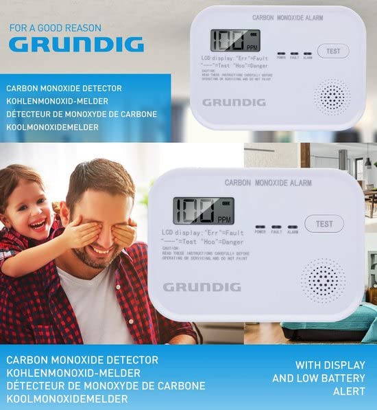 Grundig Koolmonoxidemelder - zeer gevoelige koolmonoxidemelder - LCD-scherm - 10-jarige sensor - wit - Afbeelding 5