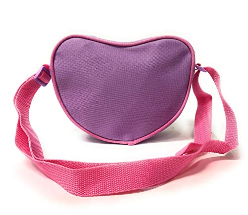 Sofia het Prinsesje Schoudertas Hartvormig voor Kinderen - Roze en Paars Handtas voor Kleine Meisjes 3 4 5 Jaar met Bloemen - Disney Messenger Tas Kleuterschool en Vrije Tijd - 18x14x6 cm - Perletti - Image 4