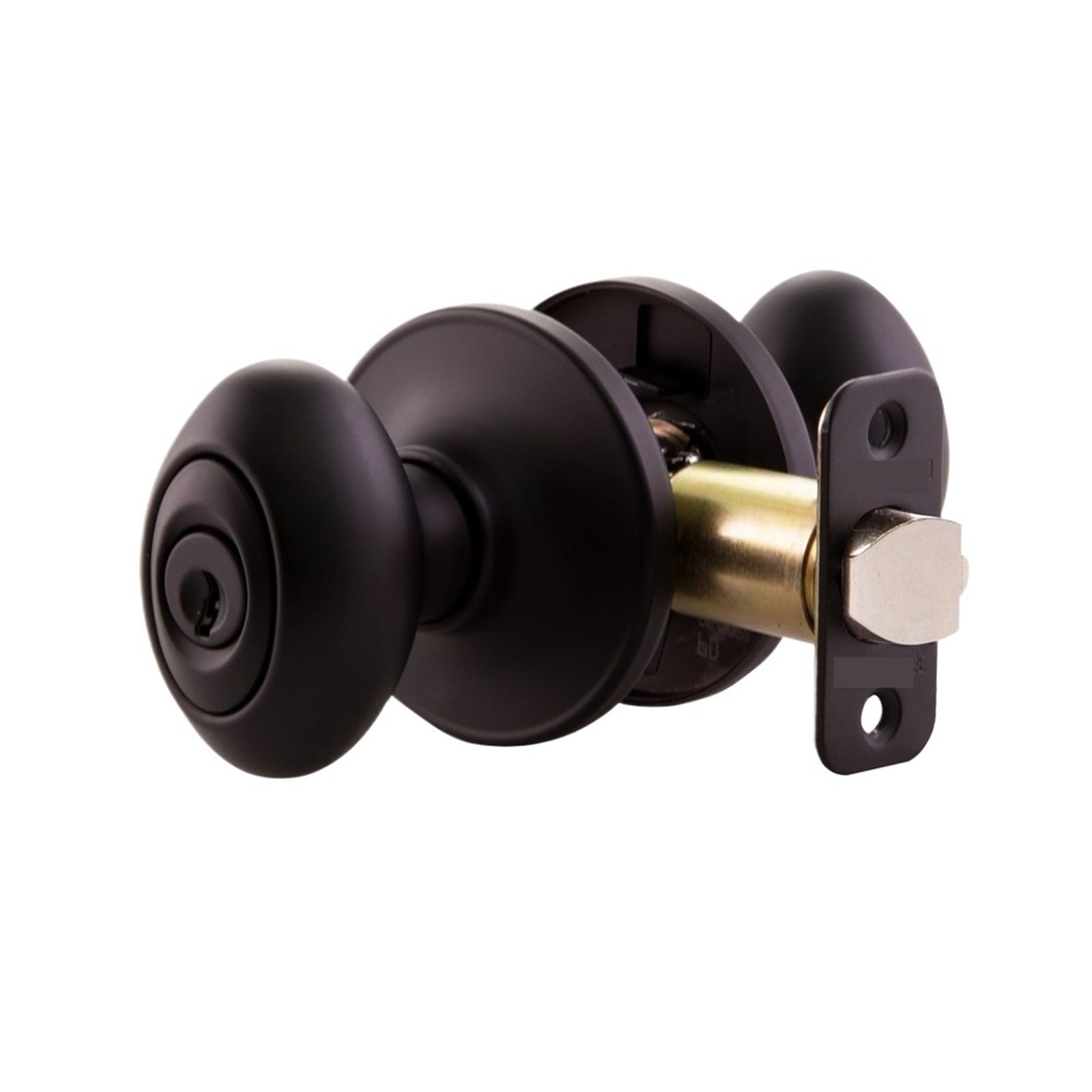 Keyed Entry Door Knob Matte Black Oval Shape Reversible Lock Durable 2-Way Latch Security Front Back Garage Doors