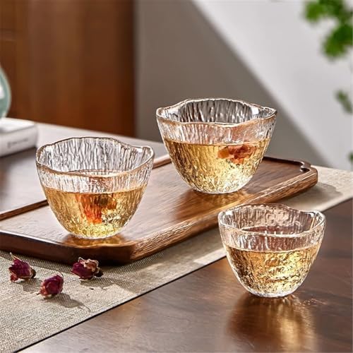 Vasos de té de vidrio texturizado sin asa en tamaño mediano para degustación diaria 6