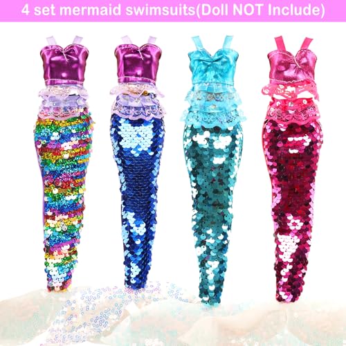 Miunana 10 Puppenkleidung Puppen Kleidung 5 Badeanzug Bikini 4 Meerjungfrau Schwimmbekleidung 1 Bademantel für 11,5 Zoll Puppen