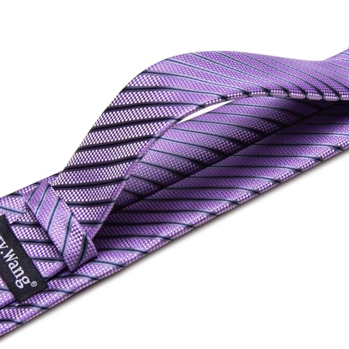 Image of Barry.Wang Tie Sets for Men Silk Stripe Necktie Woven Checkered Handkerchief Cufflinks Formal Business Wedding