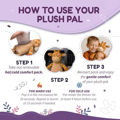 WILD BABY Microwavable & Weighted Plush Toy - Giraffe Stuffed Animal for Comfort & Warmth - Soft, Heatable Plushie for Snuggles - Great for Kids, Toddlers & All Ages