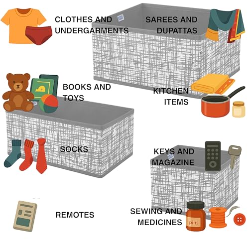 Image of Skrill 6-Piece Foldable Cloth Storage Box Set | Cube Baskets, Bins & Dividers for Closet & Dresser Drawer Organization | Storage for Shirts, Pants, Underwear, Bras, Socks & More (Blackchecks)