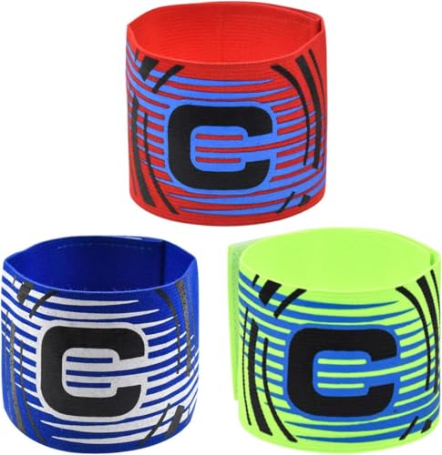Tinsellns Kapitänsbinde Fußball - Spielführerbinde mit Klettverschluss Verstellbare Größe für Kinder Teenager & Erwachsene Elastisches Armband in Multicolor für Herren und Damen (3 Farben)